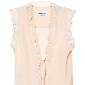 Zadig & Voltaire Lace-trim Silk Blouse Vest